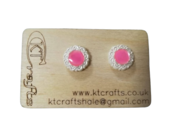 Button & Resin - Stud Earring Pair (Custom Made)